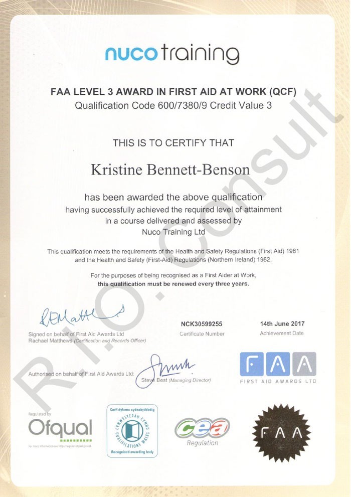 FAA Level 3 awards in first aid