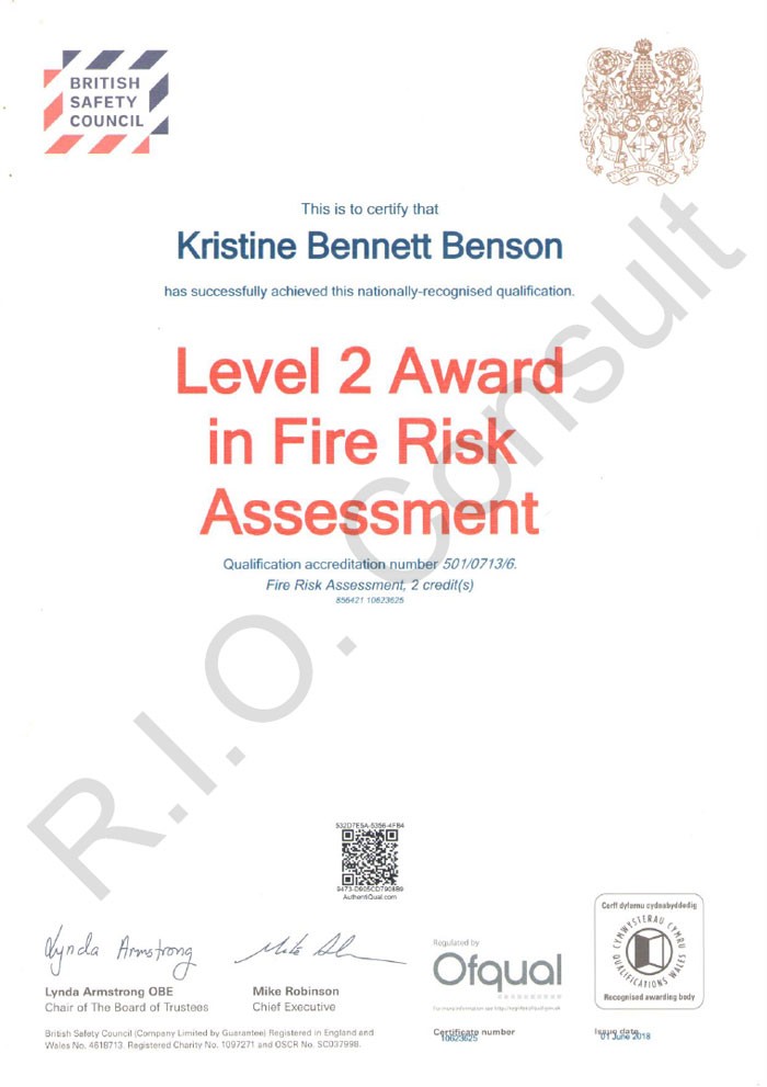 Level 2 award in fire risk assessment